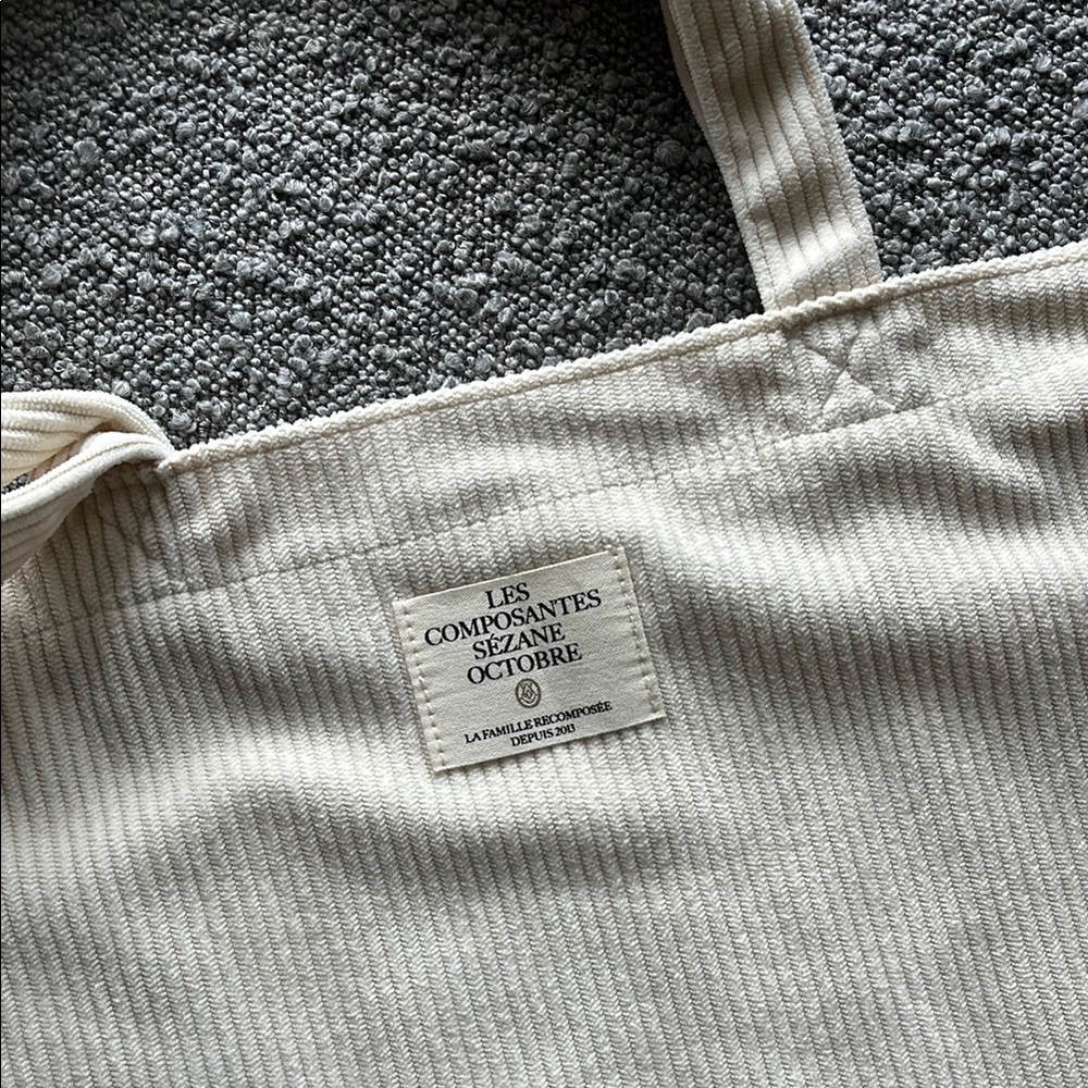 Sézane Cream Ribbed Tote Bag